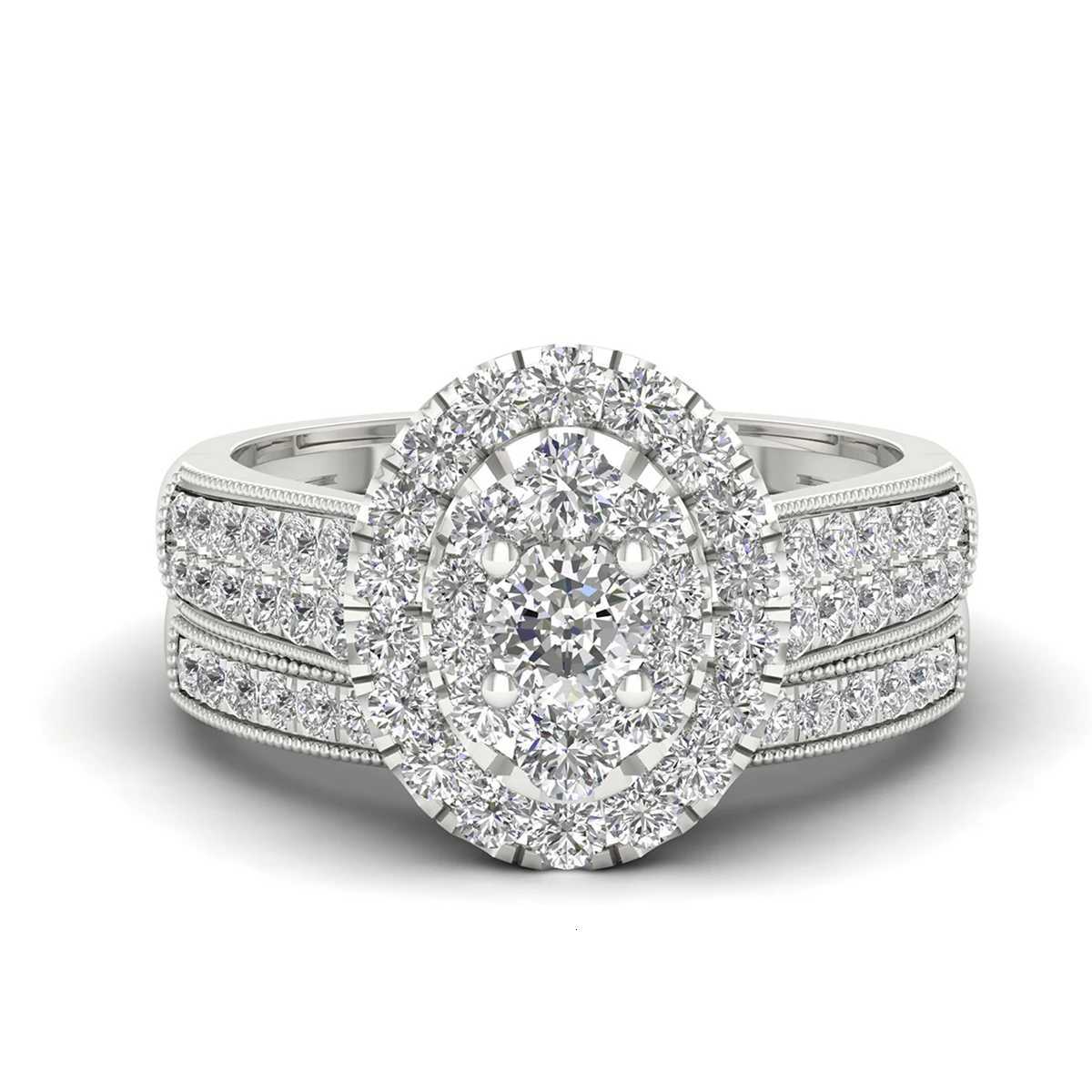 Luxury fancy engagement Mo silica ring 2 pieces pure silver 925 womens wedding jewelry diamond girl gift certification W250417