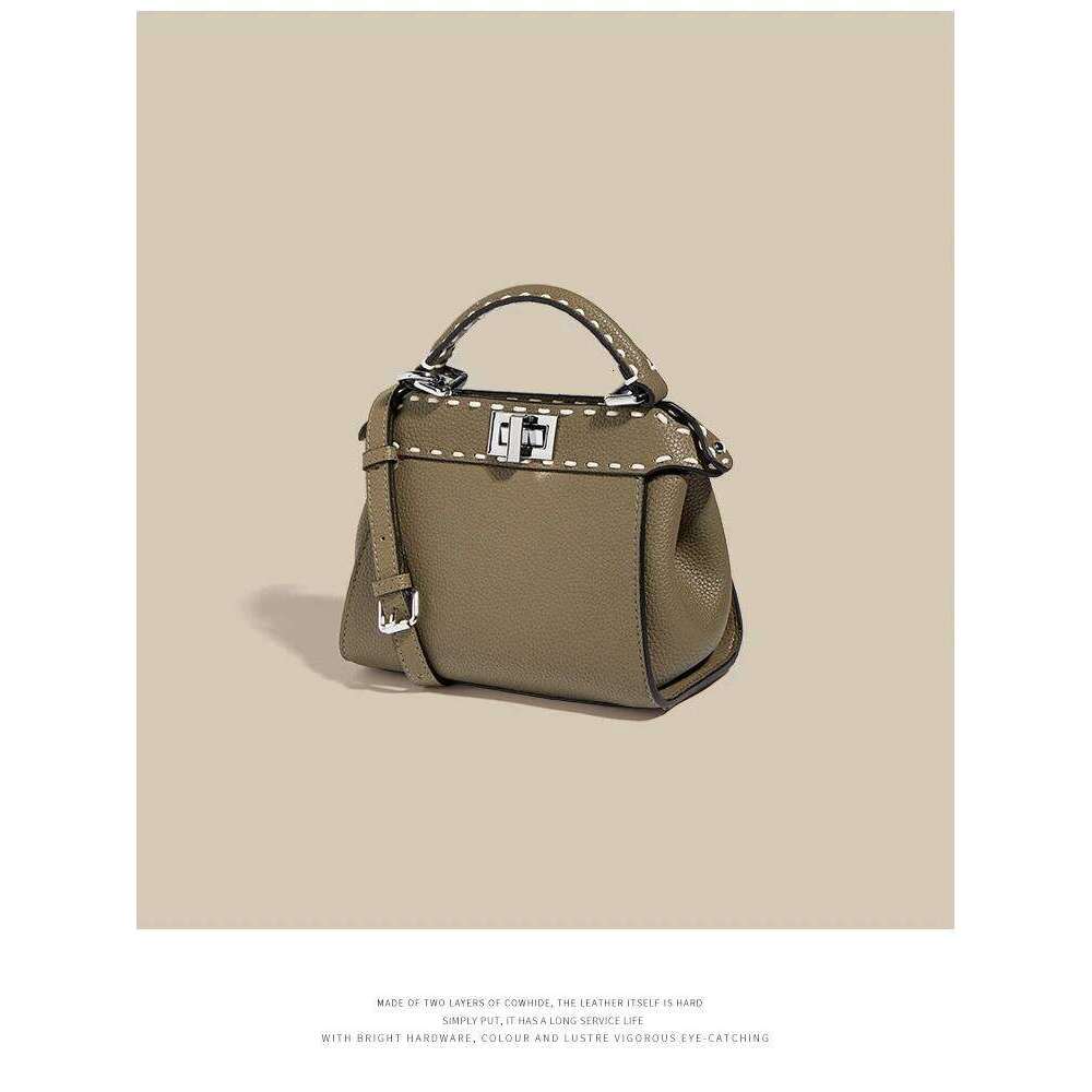 Top Layer Cowhide Leather Double Sided Lo Clutch oulder Crossbody Faionable Versatile Quali Handbag Tote Bag