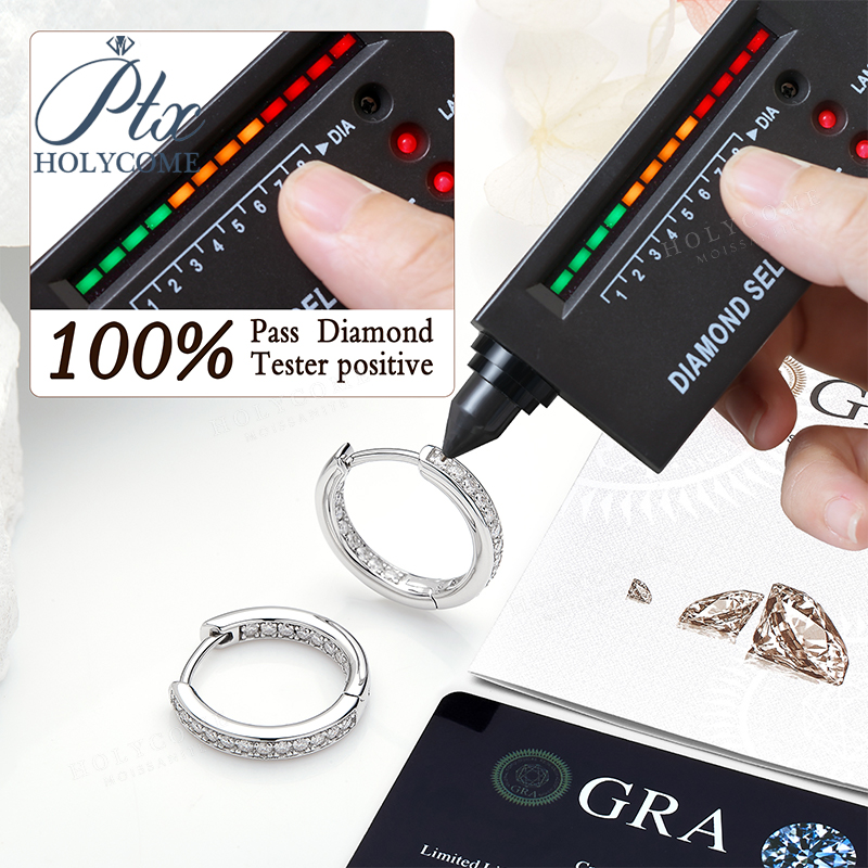 Fashion Moissanite Hoop Earrings 925 Sterling Silver Plated 18K Gold Women's Earrings Three Colors Optional Versatile Jewelry Gift Party