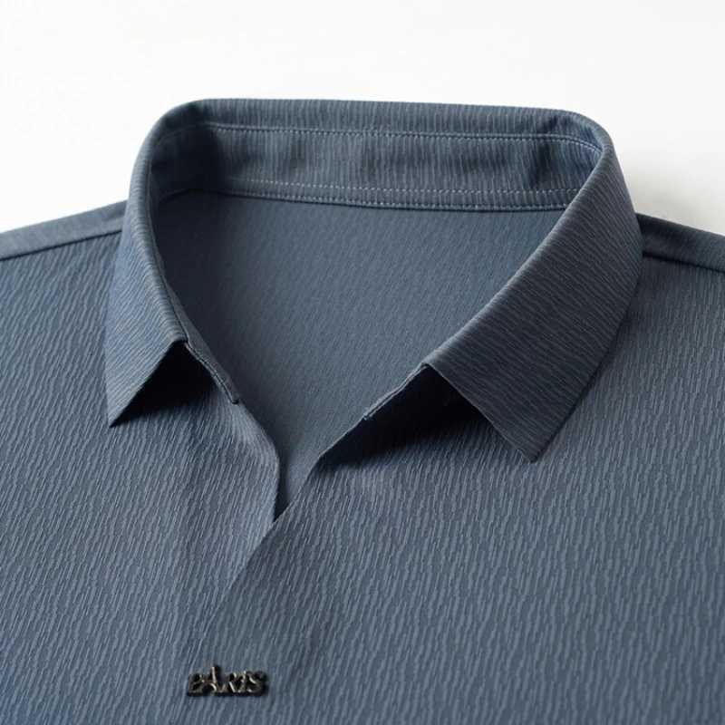 New Seamless Polo Shirt for Summer 2024 Mens Business Casual V-neck Short-sleeved T-shirt Sizes M-4XL. Boutique Polo Clothing XJ250725