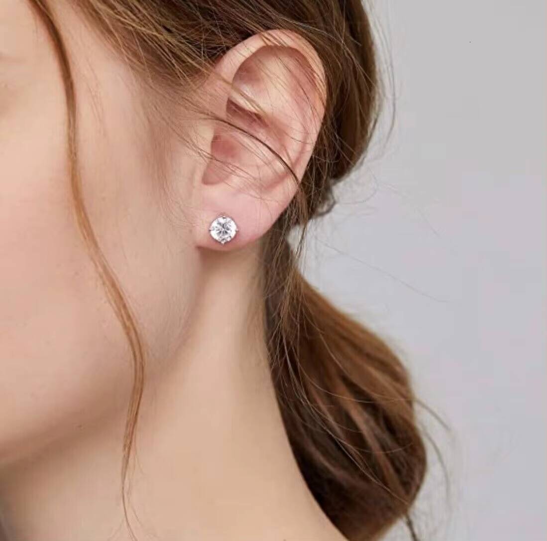 4mm-7.5mm Mossanite Screw Back Earrings Luxury Jewelry 925 Sterling Silver Certified VVS Moissanite Diamond Stud for Men Women