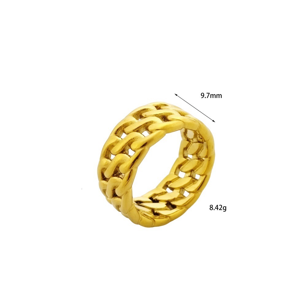 Cuban Chain Ring Jewelry European And American Trend Men's Motorcycle Chain Designer Jewelry Titanium Luxury Jewelry Steel Chain Ring Tire Gold M