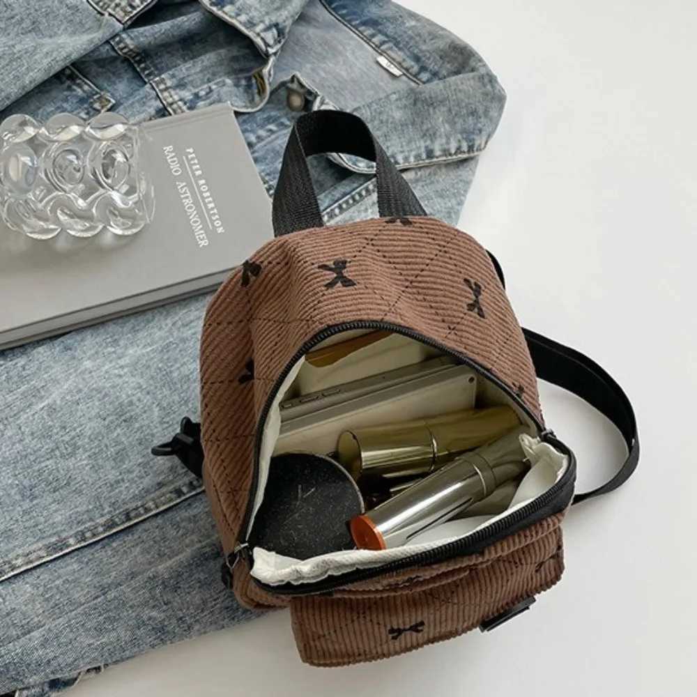 Mini Backpack Sweet Bowknot Printed Shoulder Bag Travel Cosmetic Storage Bag Korean Ins Student Backpacks Casual Rucksack Y250724
