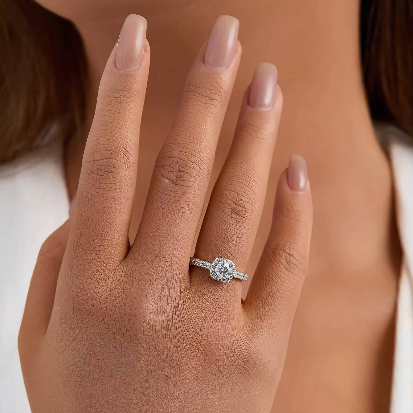 S925 Sterling Silver Lab Grown Diamond Ladies Finger Ring Fine Jewelry Women Moissanite Ring