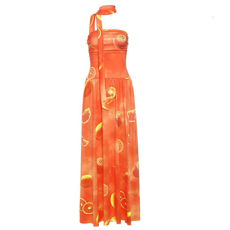 2025 Summer New Women's Street Fashion Sexy Strapless High Waist Long Dress 418