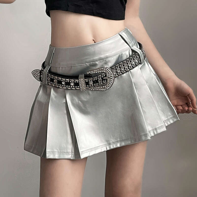 2023 Spring/Summer New Women's Solid Color Slim Fit Street Fashion High Waist Pleated Skirt 19c