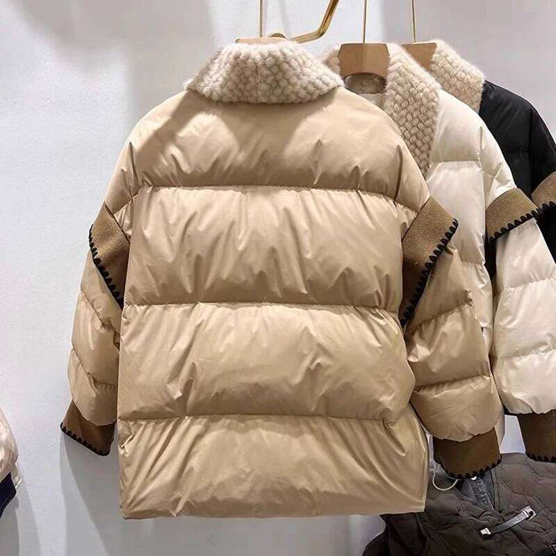 New Cotton-Padded Women's Ing Buckle Winter Solid Color Overcoat Parkas Fashion Bread Cotton Jacket Coats