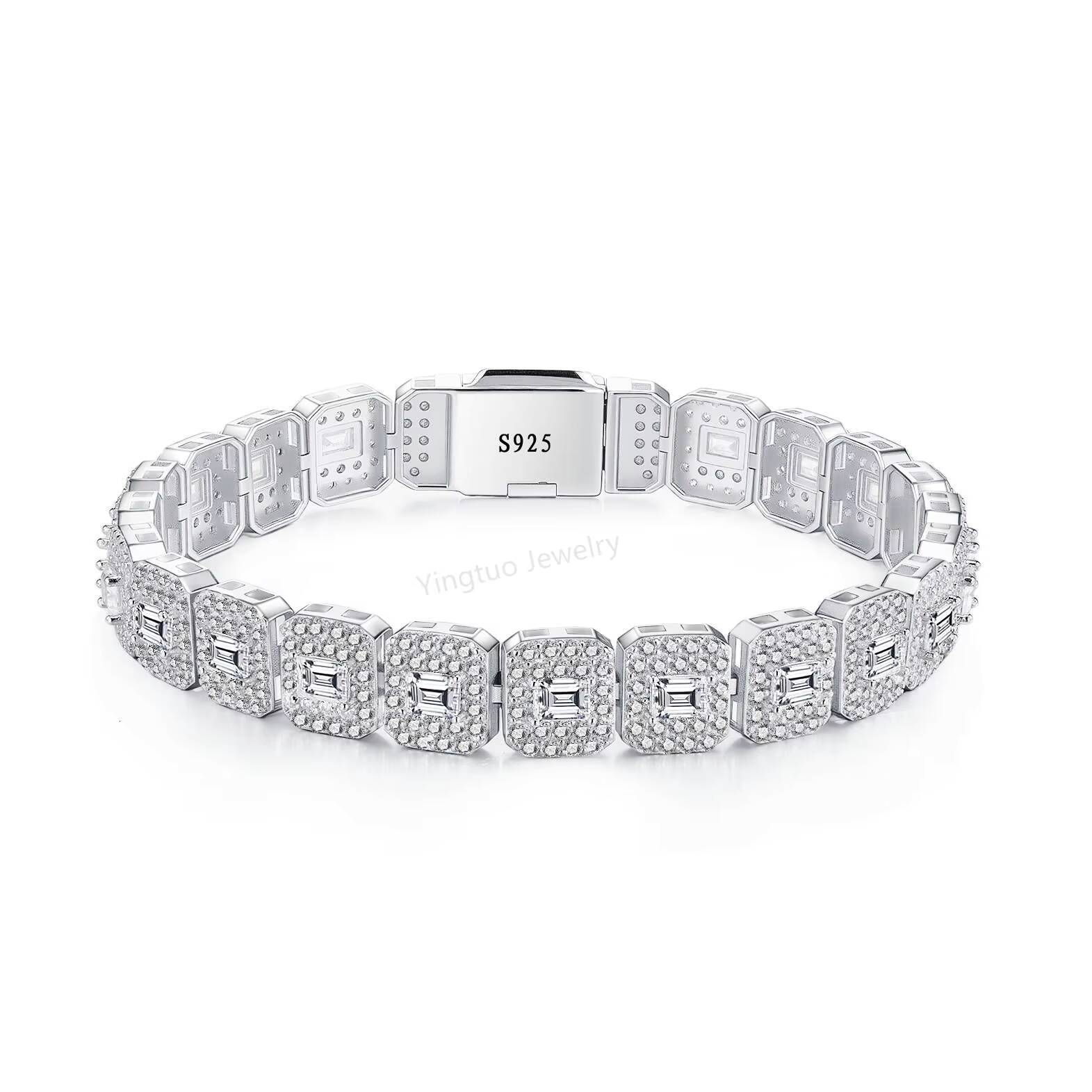 Luxury Men Women Hip Hop Iced Out Fine Jewelry S925 Silver Vvs Moissanite Tennis Chain Necklace Bracelet