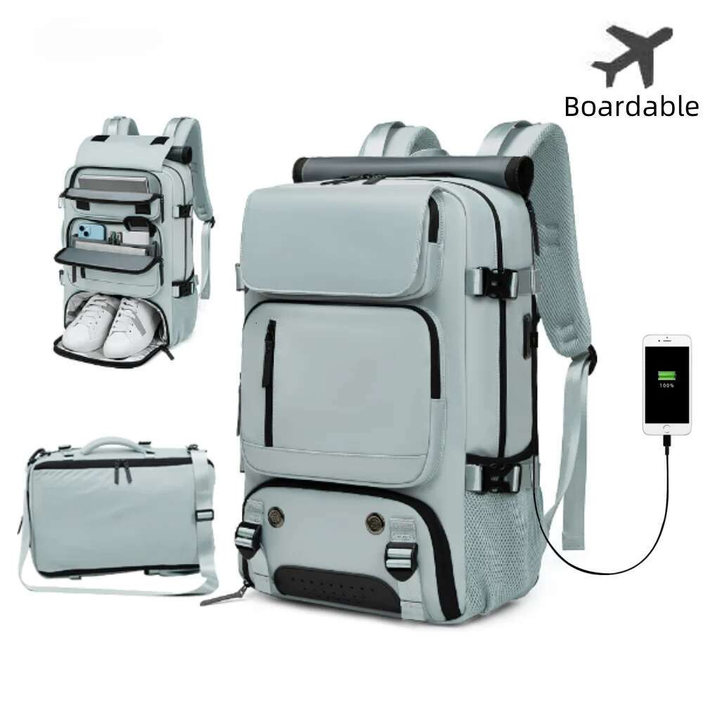 Large Boardable USB Charging Waterproof Outdoor Travel Backpack Independent Shoe Compartment 8102