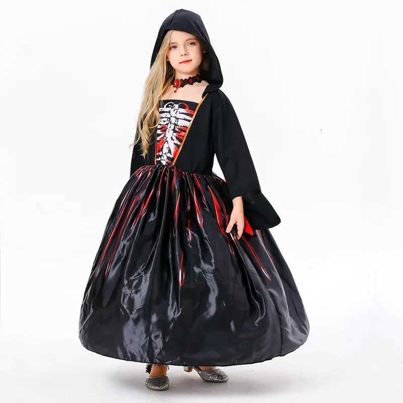 Sydanne New Girls Witch Dress Cosplay Costume Black Horror Par Kids Hooded Dress Skirt Halloween Costume Z250725