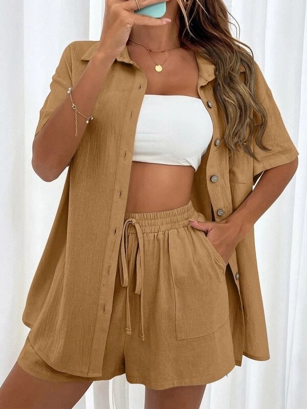 Womens TK Vintage Cardigan Shorts Fashion Elegant Ladies Set
