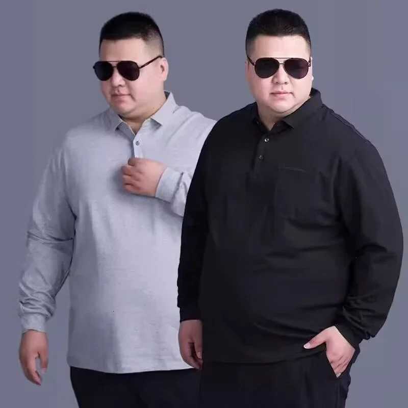8XL Plus Size Summer Comfortable Stretch Long Sleeve Mens Casual Solid Color Polo Shirt Male Ice Silk Business Leisure Thin Top XJ250725