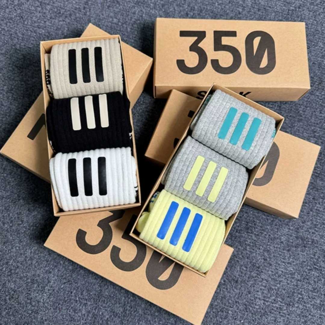 3 Pair/Box Mens Socks Three-dimensional Silicone Printing Cotton Sport Hip Hop Basketball Skateboard White /Black X250725