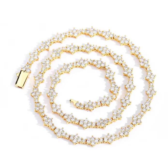 High Quality Shiny HipHop 6.5MM Zircon Necklace Spring Buckle Airplane Tennis Chain Diamond Couple Bracelet Featuring Moissanite