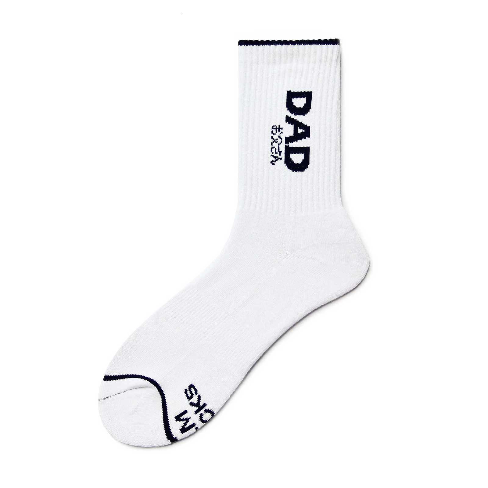 1 Pair Fashion White Unique Design Dad Words Socks Sexy Gay Men Nylon Sports Long Tube Socks Comfortable X250725