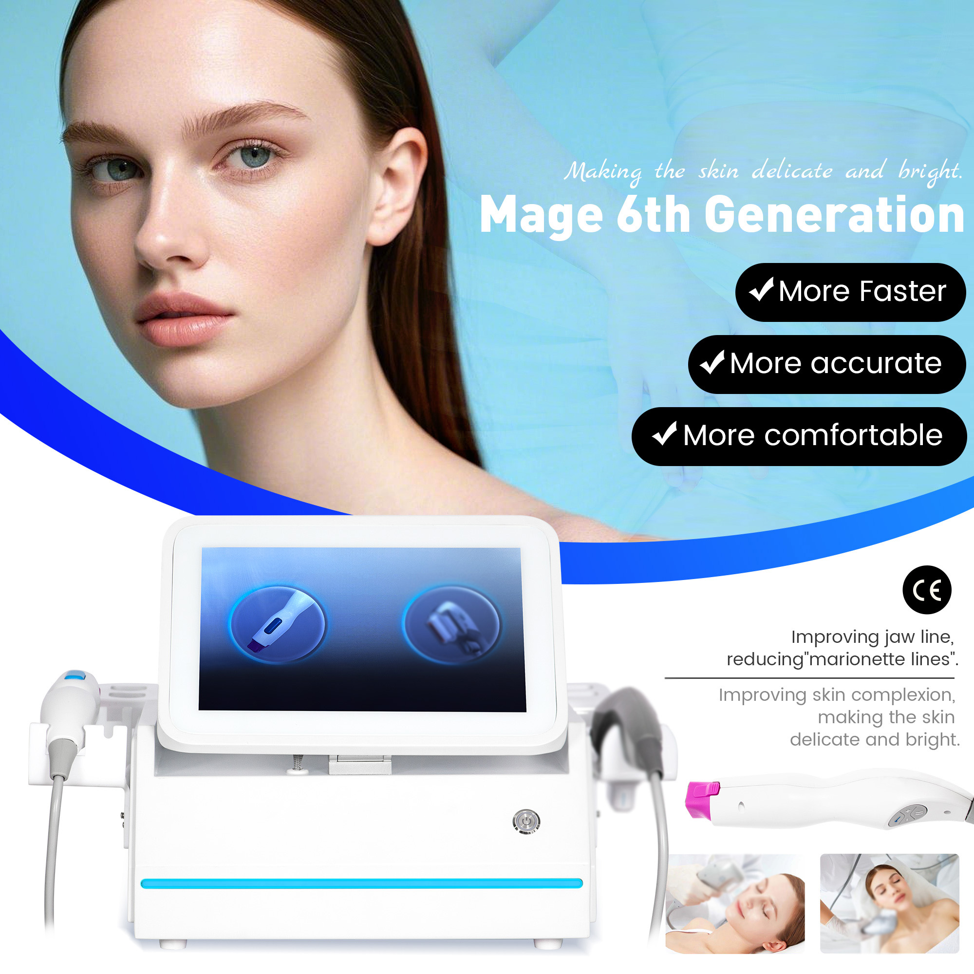 2 in 1 Hifu Machine - Professional Skin Tightening Device - Anti-Wrinkle Treatment - Lifts Droopy Skin - Visible Results For home or beauty salon use