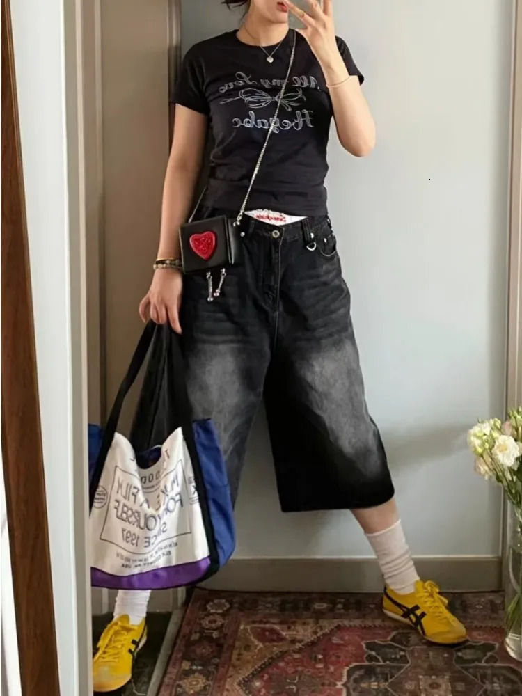 Vintage Loose Jorts Jeans Y2k Streetwear Oversize Shorts Denim Pants Korean Fashion Baggy Grunge Trouser Summer Neutral 250716