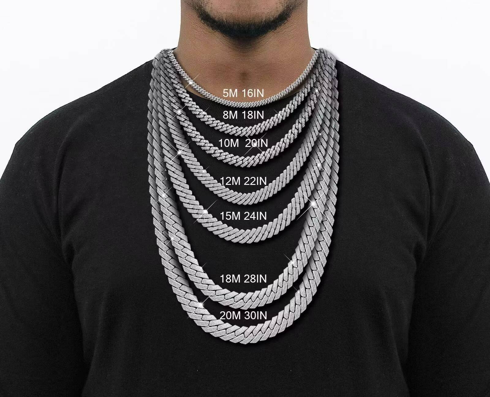 Super Shining Moissanite Cuban Chain Hiphop Necklace 8mm Custom Small Size Real 925 Silver Cuban Link Chain