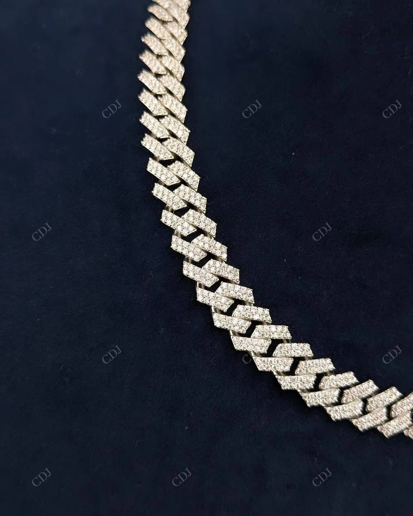 Wholesale Price VVS Moissanite Iced Out Customized Cuban Link Chain Yellow Gold Plated Two Row Square Chain for Mens and Womens