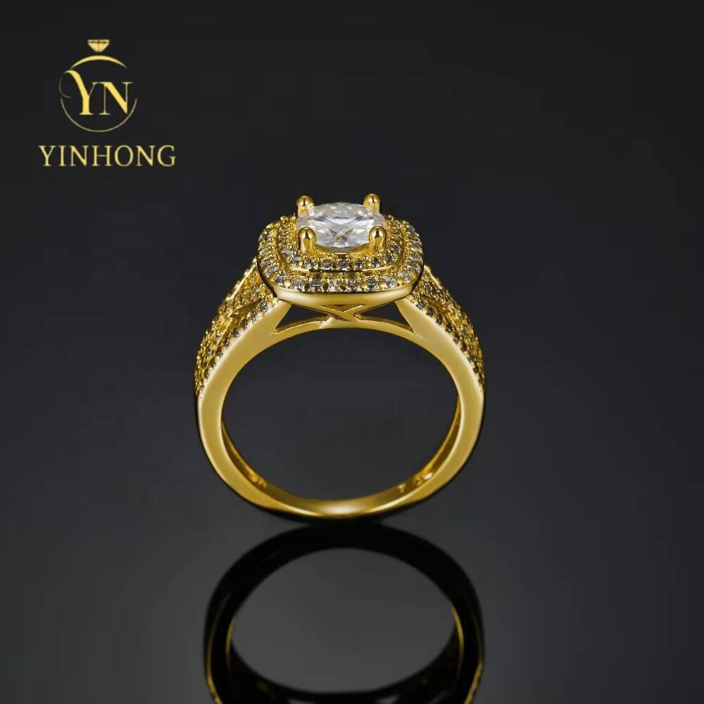 Wholesale Custom Solid Silver 925 Sterling Moissanite Womens Engagement Rings Cushion 18k Gold Plated for Parties