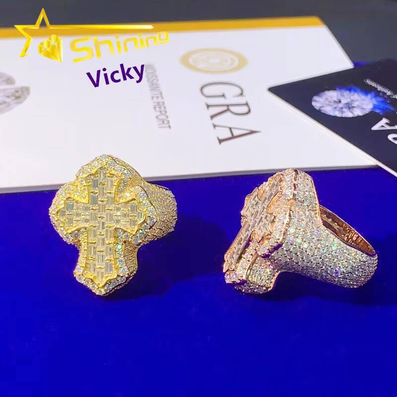 Ready to Ship Fine Hip Hop Jewelry Iced Out GRA Moissanite Diamond Ring Custom High Quality Ring for Men