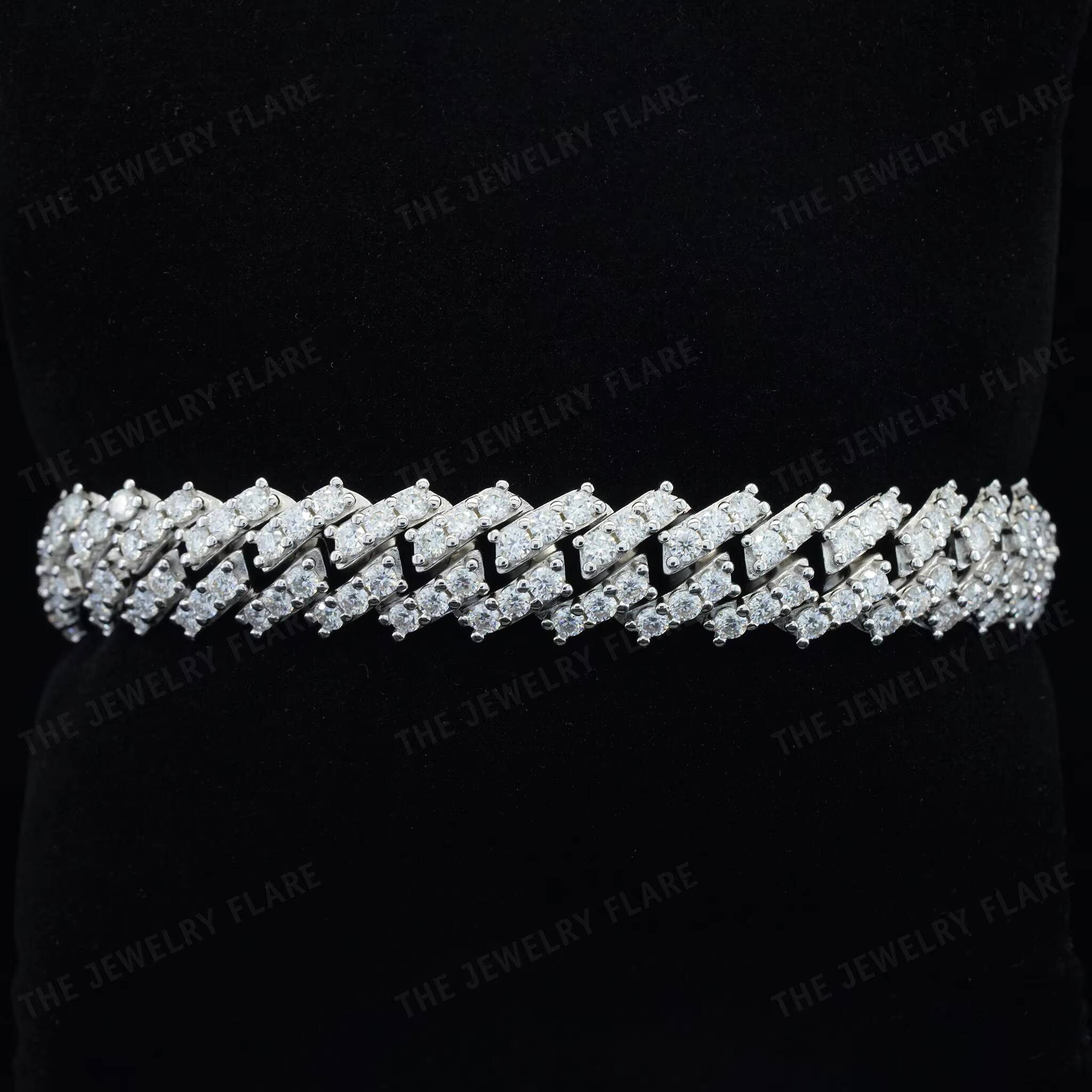 Hot Sale 12mm 2row Vvs Moissnaite Iced Out Hip Hop Jewelry Moissanite Cuban Link Chain Bracelet Moissanite Jewelry for Men Women