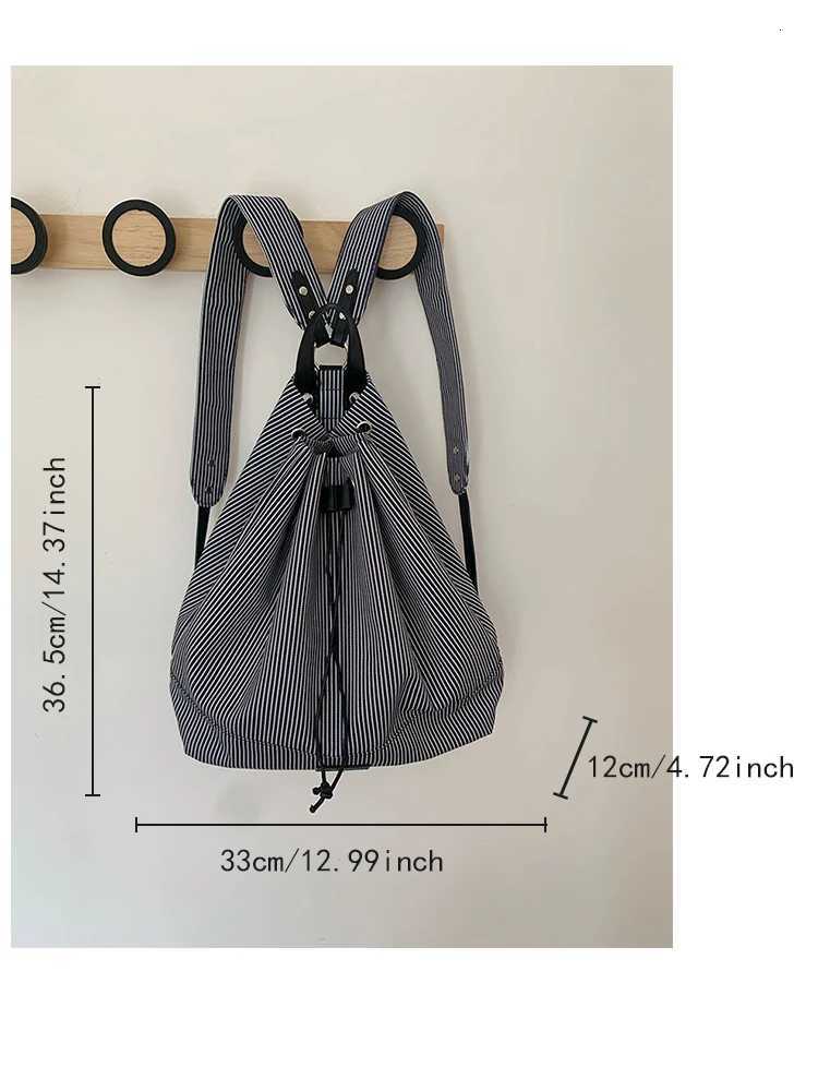 2025 New Striped Canvas Backpack Large Capacity Student Fi Leisure Backpack Mens Daily Commuter Backpack Y250724