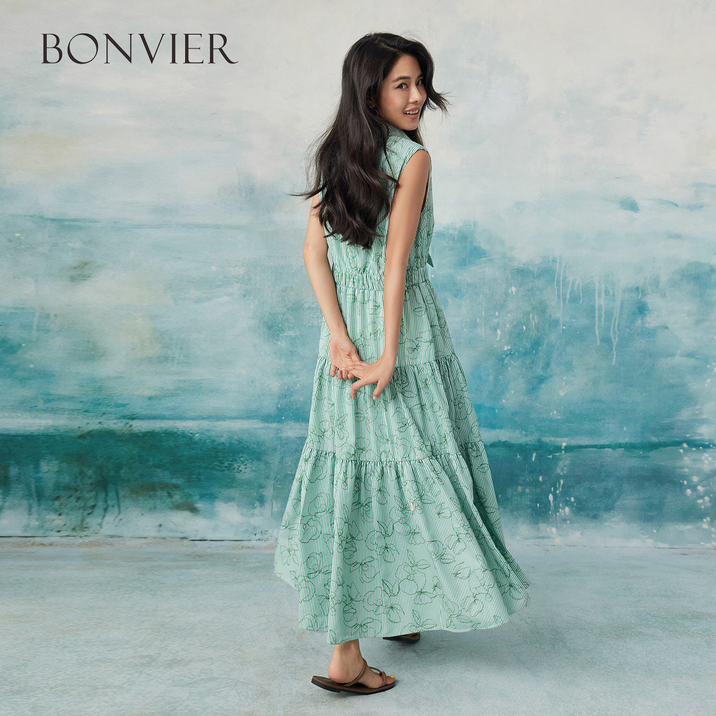 2025 Summer Fashion Bow Embroidery Cake Skirt Elegant Temperament High Waist Shirt Skirt Green A-line Long Skirt 6116799