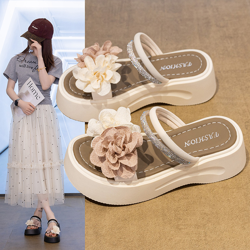 Ddmysports Platform Flower For Women Summer New Outdoor Dress Fairy Style Non Slip Beach Sandals Outdoor Shoes