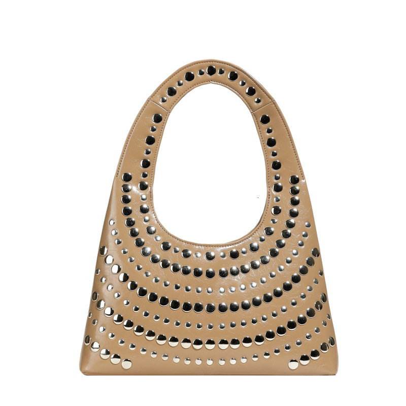 Luxury Brand Designer Bag Women's Bag European And American Punk Style Heavy Rivet Handbag Shoulder Bag 2025 New Large Capacity Women's Unde