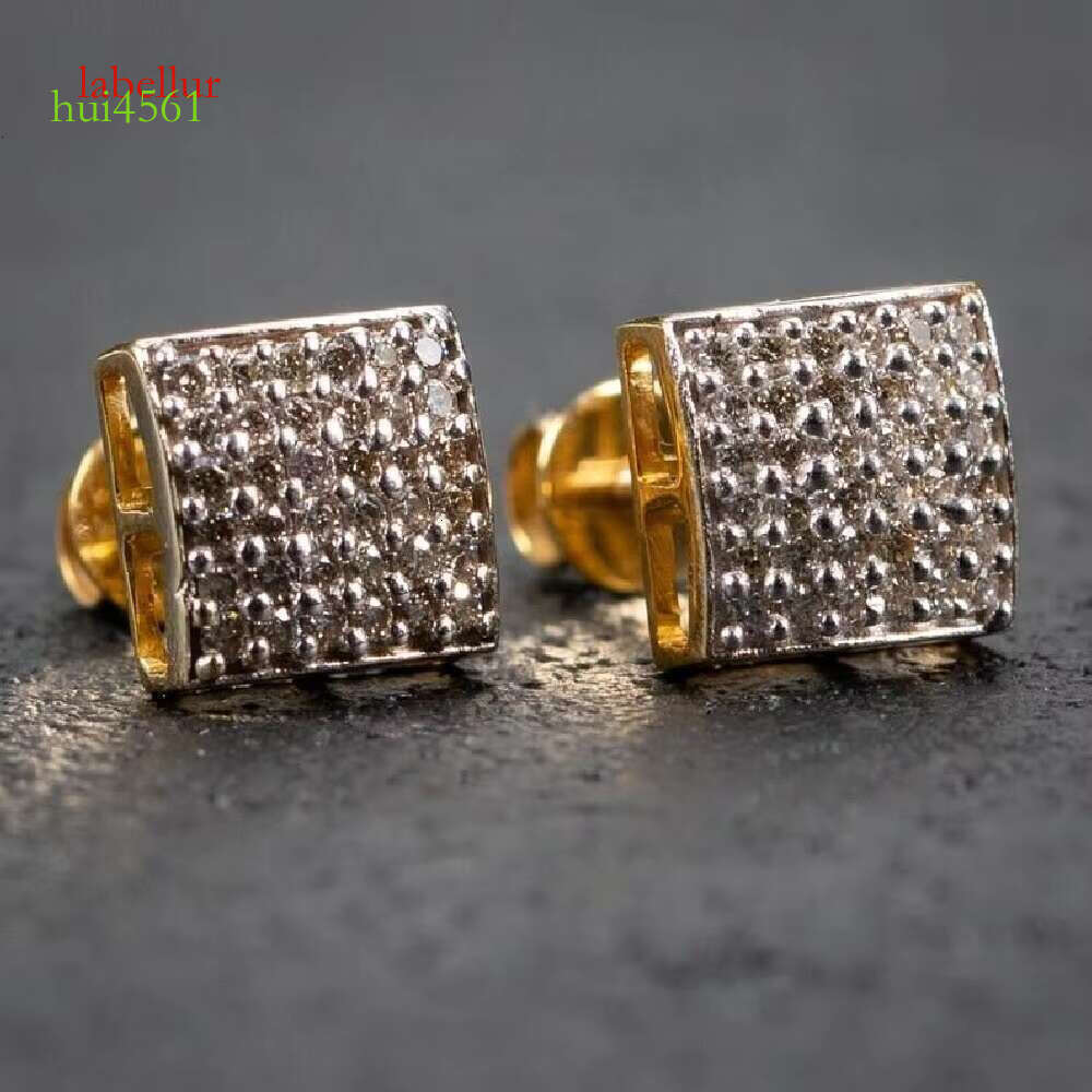9.5mm Square Men's Sier Hip Hop Silica Ice Cold Screw Back Earrings