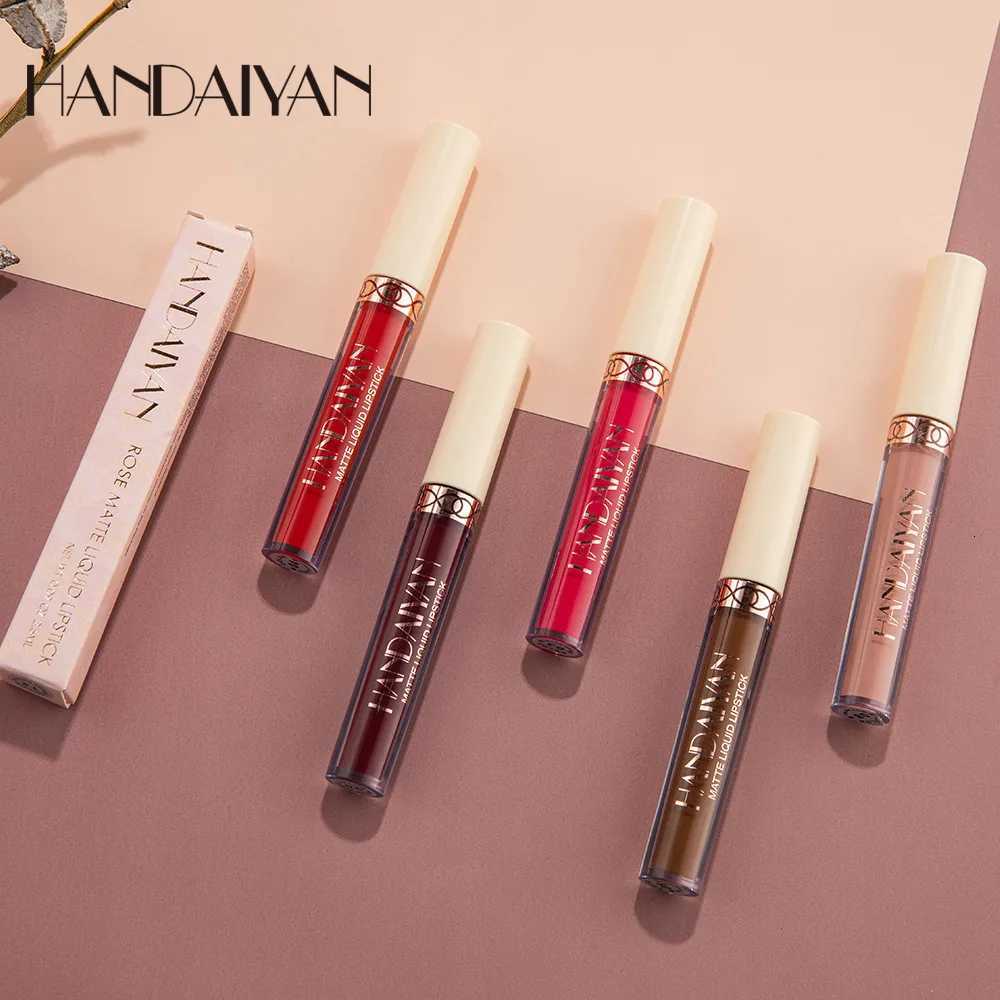 Handaiyan 12 Colors Matte Dark Purple Lip Gloss Longlasting Red Nude Nude Liquid Lipsticks Non-stick Cup Lip Tint Makeup PigmentXJ250724