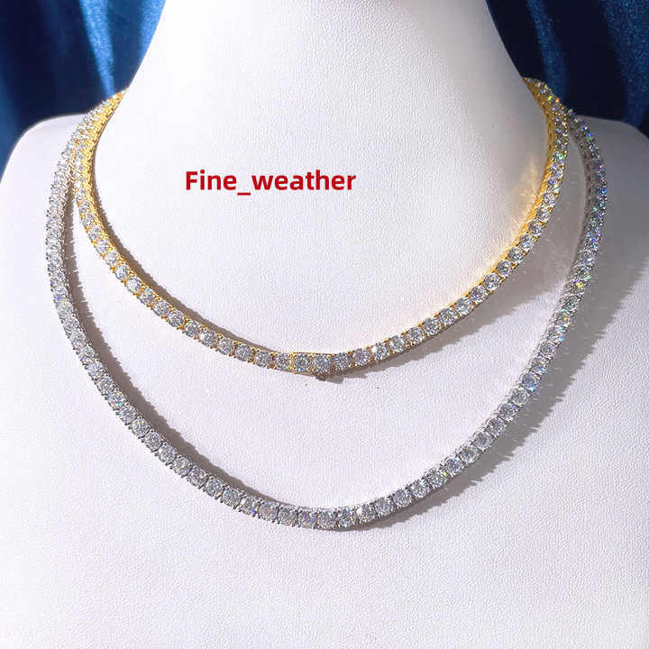 Luxury Mens Womens Hip Hop Tennis Chain Necklace S925 Silver VVS D Moissanite 2mm-5mm Gold Plated Fine Jewelry Iced Collection jewelry for women