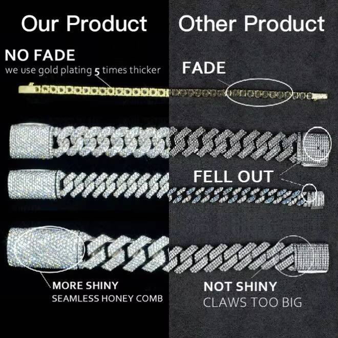 20mm 8 VVS Moissanite Diamond Cuban Bracelet Fast Shipping Curl Lock Straight Line 925 Sterling Silver Chain