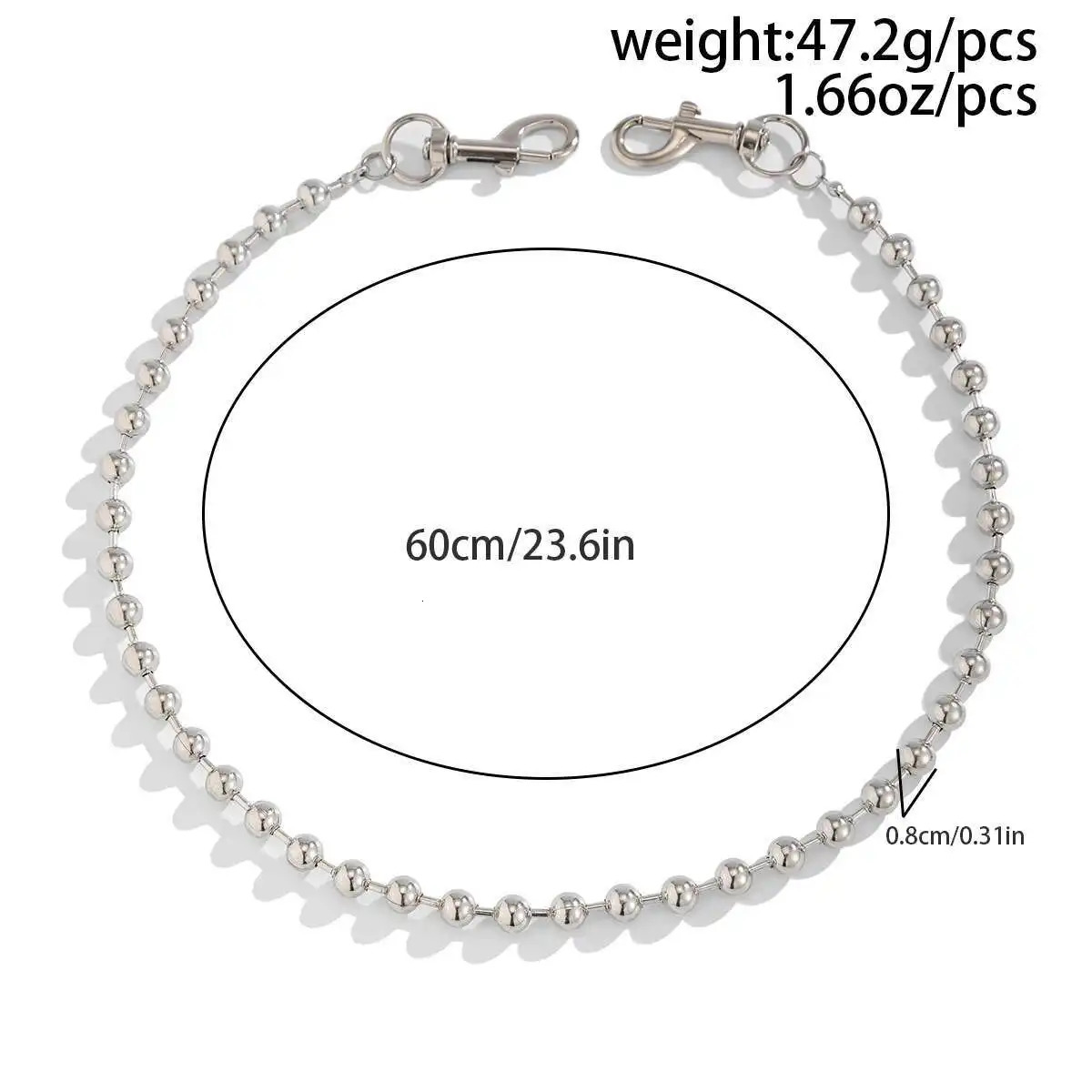 SHIXIN Punk Metal Belt Chain Jeans Accessories HipHop Rock Pants Chain For Men Versatile Beads Waist Link Keyring Jewelry Female 250722