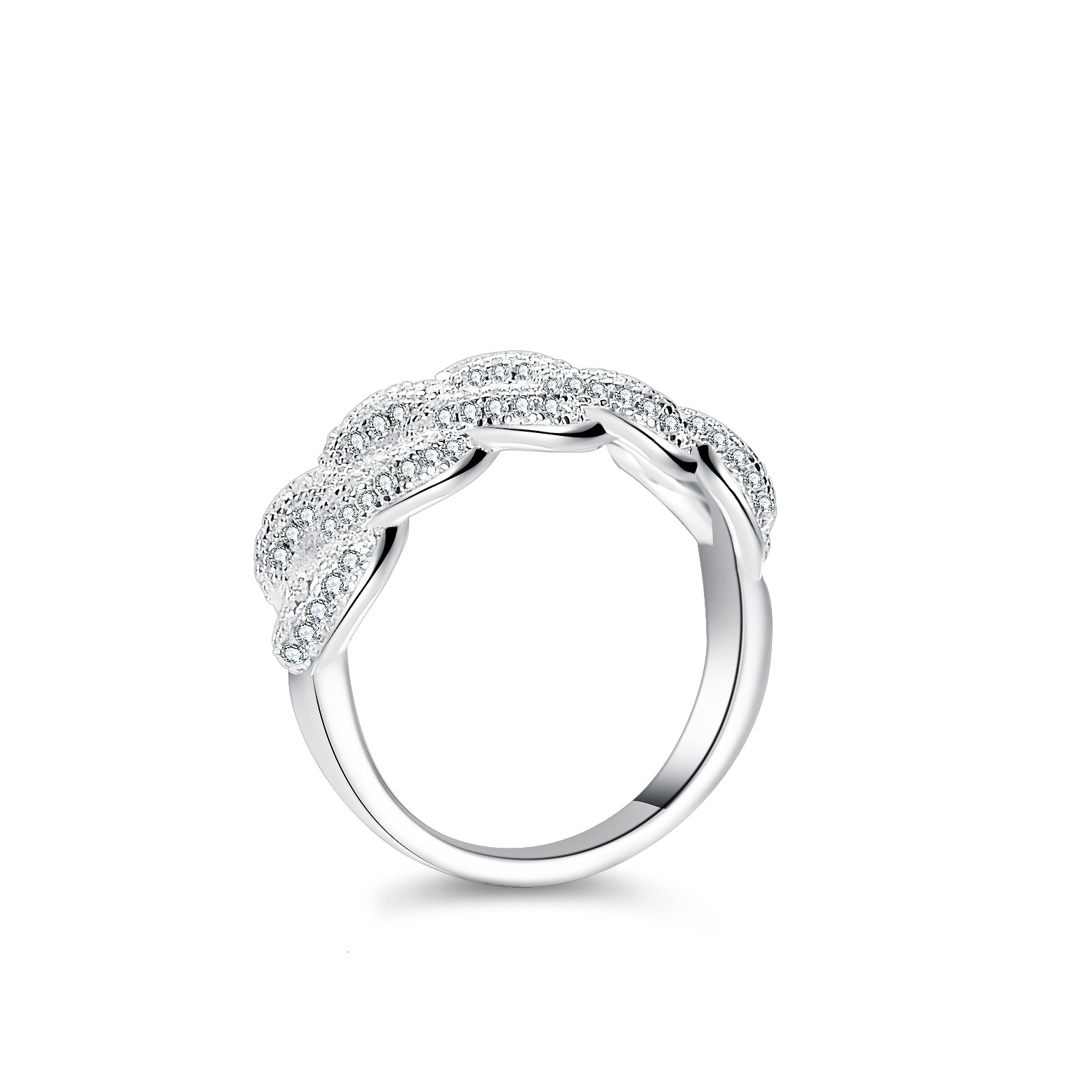 S925 Luxury Jewelry Silver Ring Moissanite Moissanite Cross Designer Jewelry Women's European And American Double Row Ring Cuban Ring Cross-borde