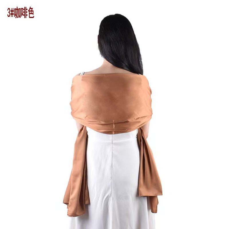 T1309 autumn and winter new style matte satin solid color long silk scarf Korean style square scarf headscarf scarf
