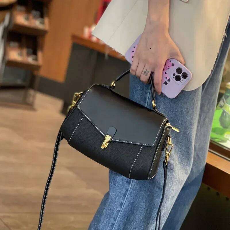Women's Natural Cow Leather Shoulder Bags Female High Quality Messenger Crossbody Bag Ladies Fashion First Layer Cowhide Handbag