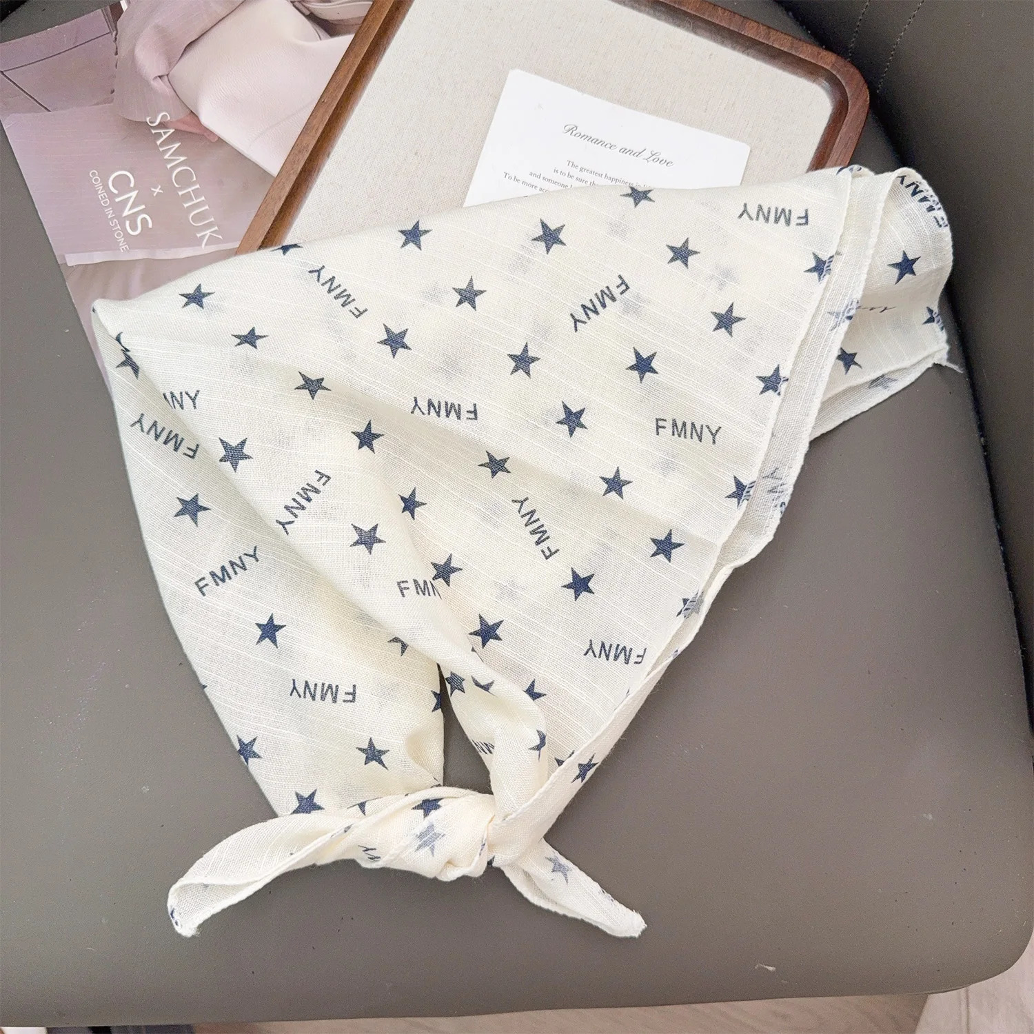 Large Square Star Hair Scarf Spicy Girl Hip Hop Punk Bandana Turban Y2K Retro Streetwear Fashion Women Silk Scarf Headband 250723