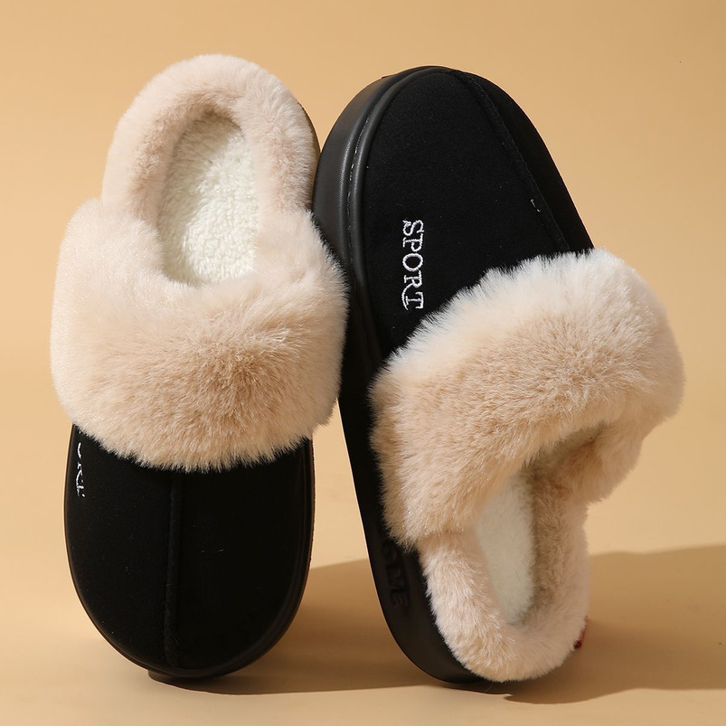 Autumn Winter Warm Comfortable Women, Indoor and Outdoor Wear, Thick Sole, Non-Slip Cotton Slippers for Men