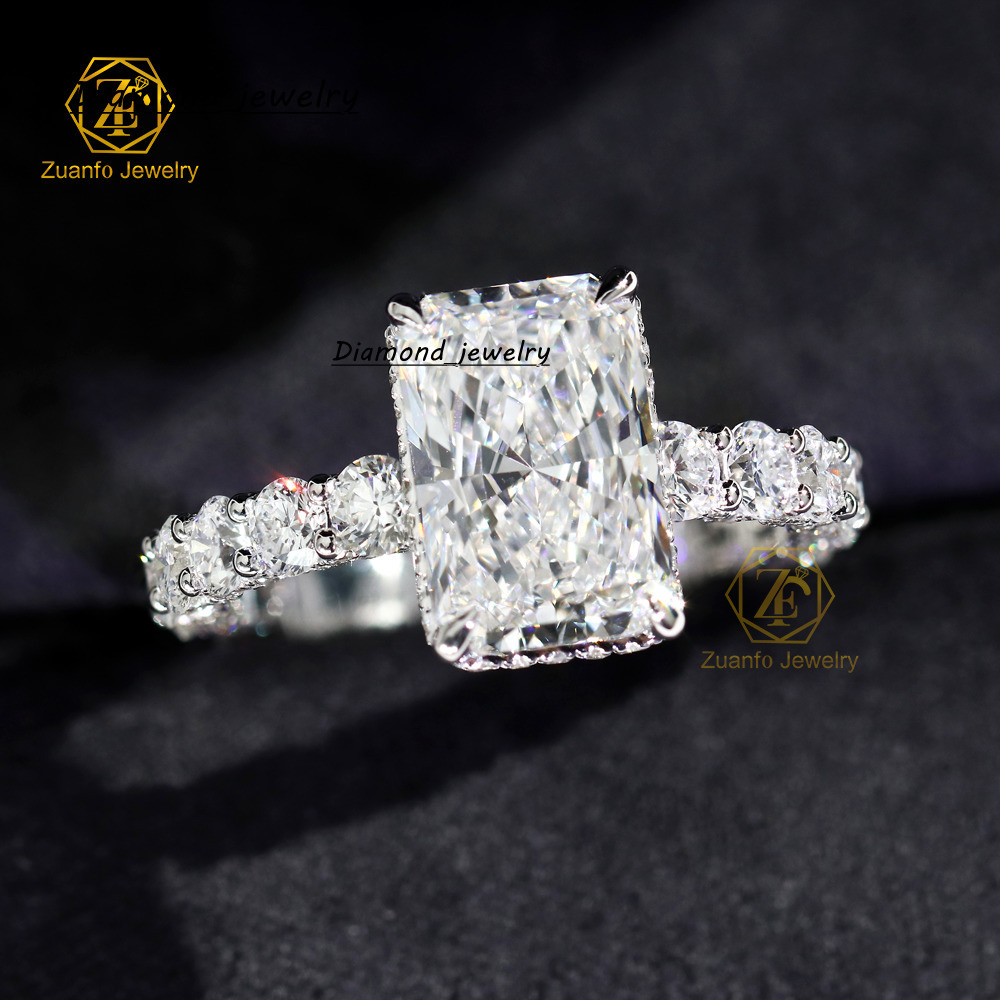 Factory Custom GIA IGI Certified VVS CVD Lab Grown Created Diamond 10k 14k 18k Gold Radiant Cut 1-3CT Wedding Engagement Ring