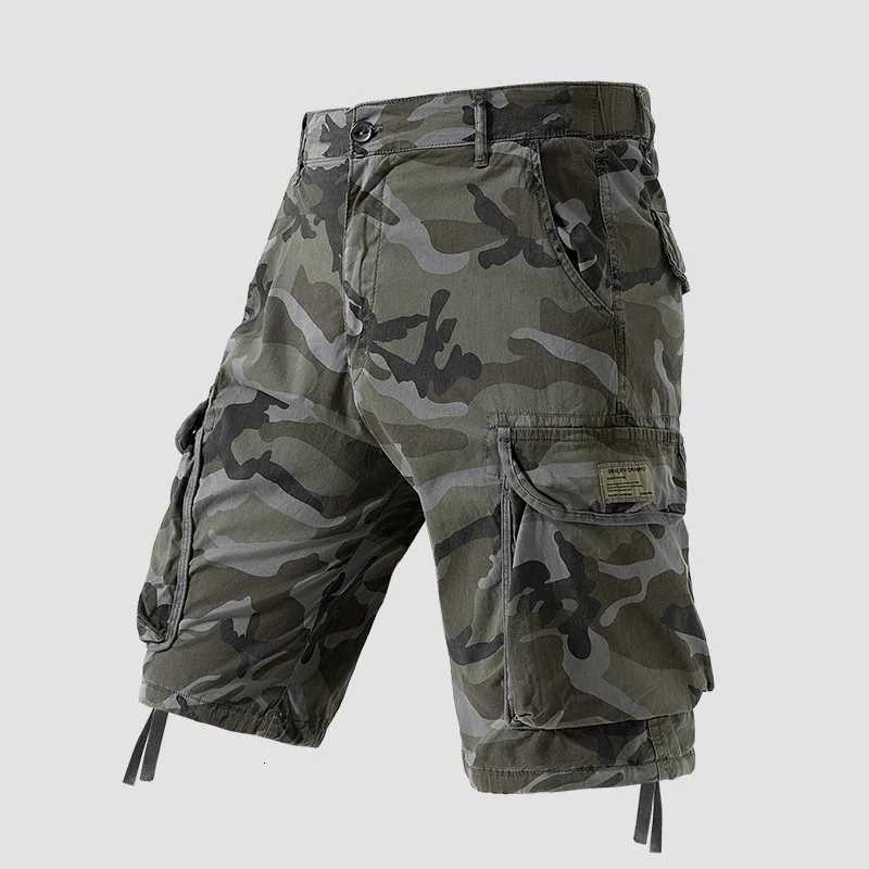 2025 Summer New Camouflage Casual Workwear Shorts for Men Multi Pocket Camping Hiking Outdoor Trend Five Quarter Pants W250724