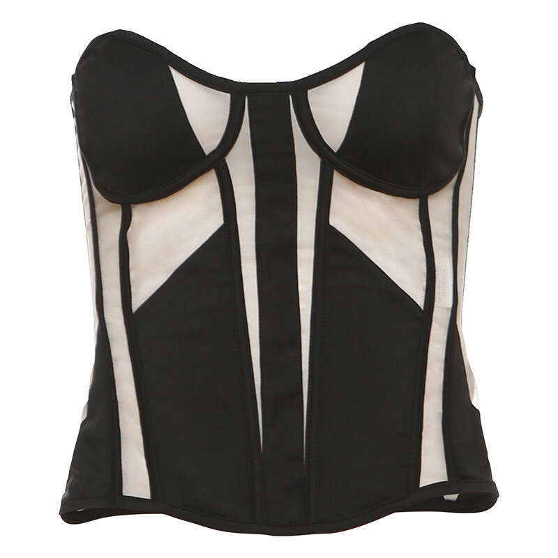 2025 Spring New Women's Fashion Solid Color Slim Street Style Off-Shoulder Tube Top Backless Vest b6d