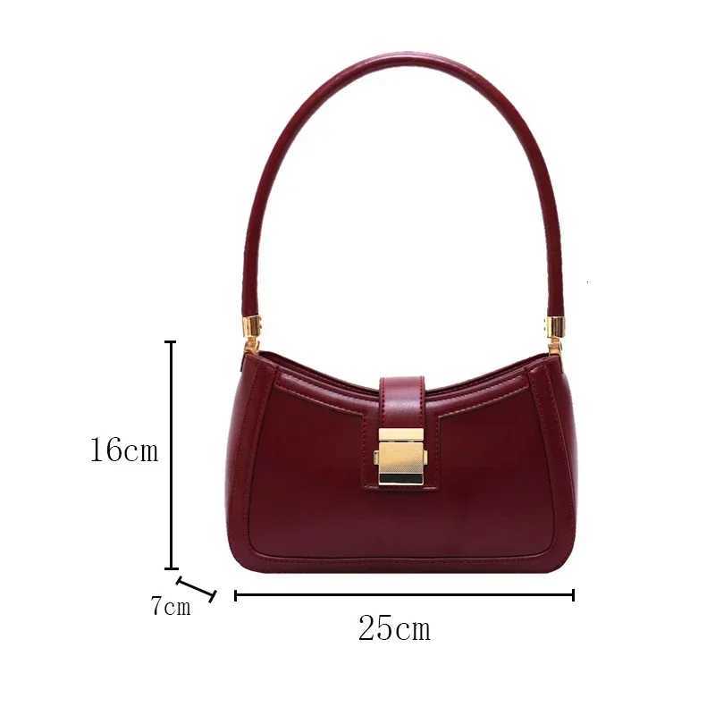 Shoulder Bags for Women Solid Color PU Leather 2023 Trend Lock Handbags Small Purse Hand Lady Designer Zipper Cluh Y250725