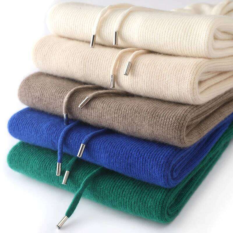 100% Cashmere Sweater Autumn/Winter New Casual Solid Color Knitted Tops Hooded Collar Women's Pullover Loose Wool Blouse Thick MDNG