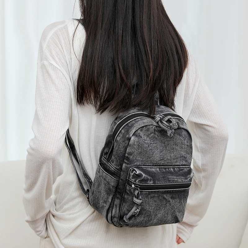 Persali Denim Backpack For Women Simple And Casual Small Backpack For College Students M Backpack Trend Travel Bag Y250724