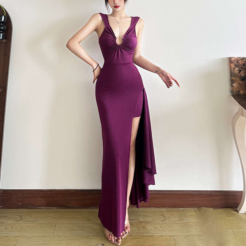 2025 Style Summer Hollow Irregular Slim High Waist Sleeveless Backless Tight New Dress for Women 5cd