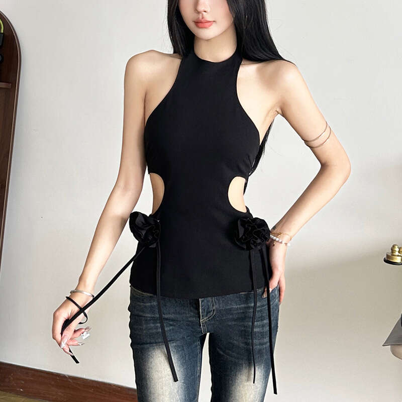 2024 Autumn Winter New Women's Solid Color Slim Street Fashion Halter Sexy Backless Tank Top 53f