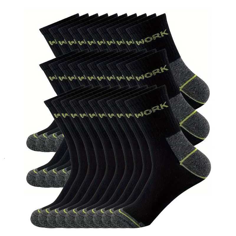 30 pairs of mens moisture absorbing cotton sports cushioning crew neck socks outdoor hiking socks anti-slip X250725