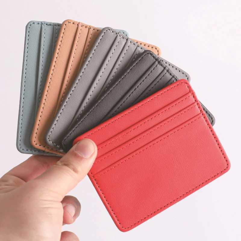 1Pc Pu Leather ID Card Holder Candy Color Bank Box Multi Slot Slim Card Case Wallet Women Men Business Card Cover Z250725